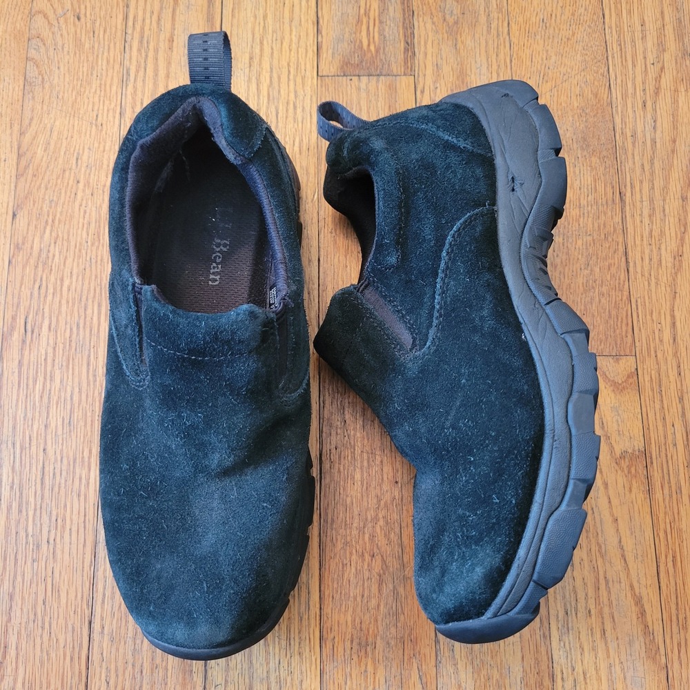 LL Bean 7 Loafers Black Suede Leather Primaloft Vibram Arctic Grip STORM CHASER
